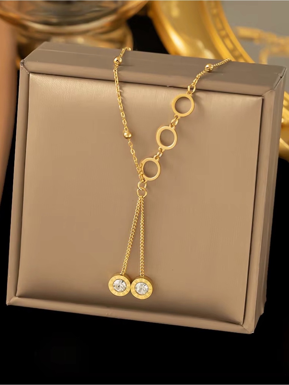 Gold Circle Drop Necklace - Women Jewelry